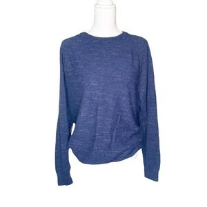 J Crew Mercantile Sz L Womens Crewneck Sweater Blue Marled Pullover Cotton